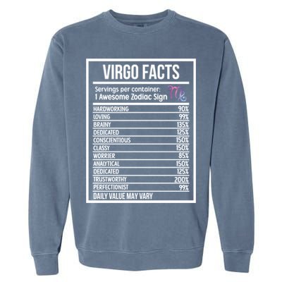 Virgo Facts Virgo Zodiac Sign Virgo Horoscope Cool Gift Garment-Dyed Sweatshirt