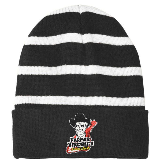 Vintage Farmer VincentS Smoked Meat Motel Hell Fan Art Striped Beanie with Solid Band