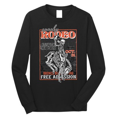 Vintage Funny Western Skeleton Halloween Cowboy Spooky Rodeo Long Sleeve Shirt