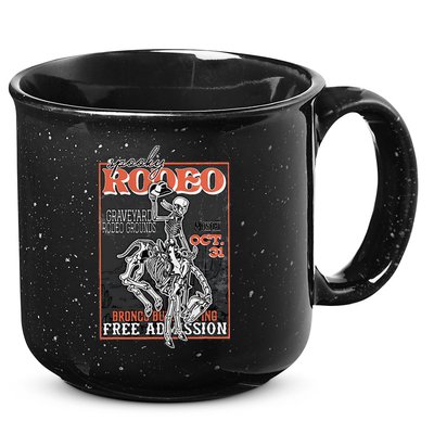 Vintage Funny Western Skeleton Halloween Cowboy Spooky Rodeo 15oz Campfire Ceramic Mug