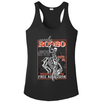 Vintage Funny Western Skeleton Halloween Cowboy Spooky Rodeo Ladies PosiCharge Competitor Racerback Tank