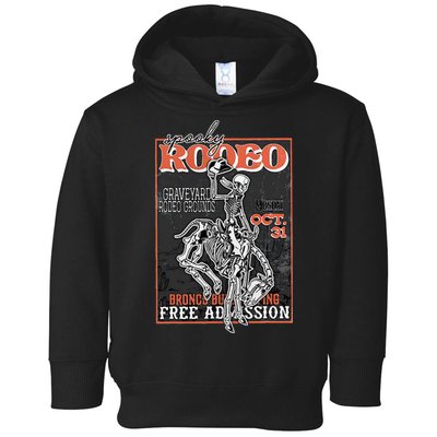 Vintage Funny Western Skeleton Halloween Cowboy Spooky Rodeo Toddler Hoodie