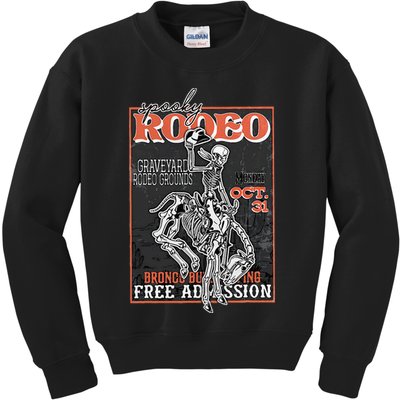 Vintage Funny Western Skeleton Halloween Cowboy Spooky Rodeo Kids Sweatshirt