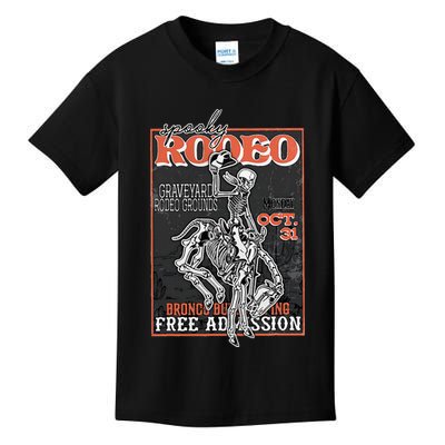 Vintage Funny Western Skeleton Halloween Cowboy Spooky Rodeo Kids T-Shirt