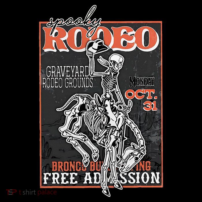 Vintage Funny Western Skeleton Halloween Cowboy Spooky Rodeo Kids T-Shirt