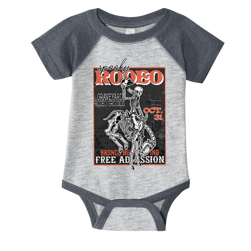 Vintage Funny Western Skeleton Halloween Cowboy Spooky Rodeo Infant Baby Jersey Bodysuit