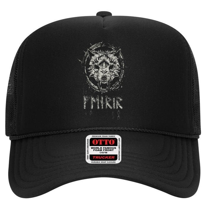 Viking Fenrir Wolf Chains Fights Odin In Ragnarok High Crown Mesh Back Trucker Hat