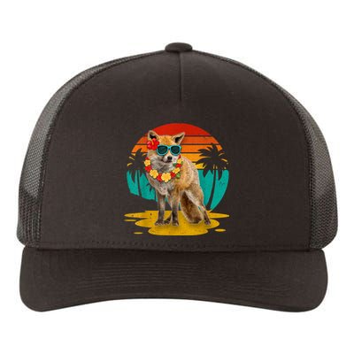 Vintage Fox Wearing Sunglasses Hawaii Summer Cute Animal Lover Christmas In July Yupoong Adult 5-Panel Trucker Hat