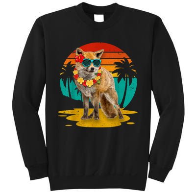 Vintage Fox Wearing Sunglasses Hawaii Summer Cute Animal Lover Christmas In July Sweatshirt