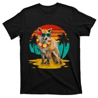 Vintage Fox Wearing Sunglasses Hawaii Summer Cute Animal Lover Christmas In July T-Shirt