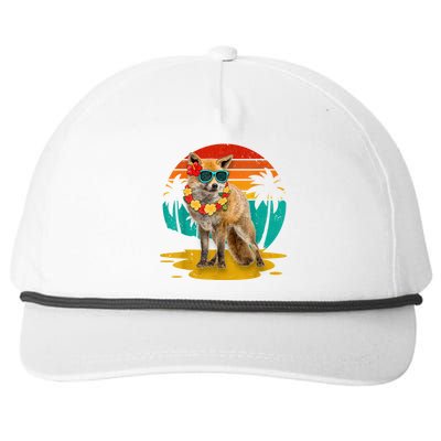 Vintage Fox Wearing Sunglasses Hawaii Summer Cute Animal Lover Christmas In July Snapback Five-Panel Rope Hat