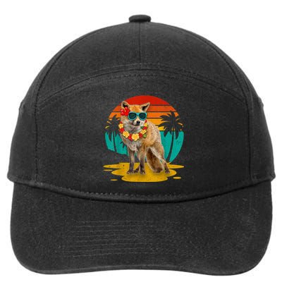 Vintage Fox Wearing Sunglasses Hawaii Summer Cute Animal Lover Christmas In July 7-Panel Snapback Hat