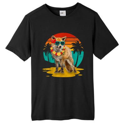 Vintage Fox Wearing Sunglasses Hawaii Summer Cute Animal Lover Christmas In July Tall Fusion ChromaSoft Performance T-Shirt