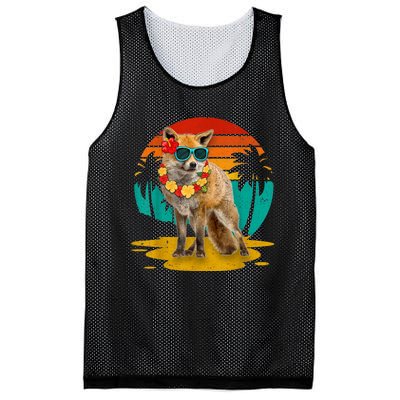 Vintage Fox Wearing Sunglasses Hawaii Summer Cute Animal Lover Christmas In July Mesh Reversible Basketball Jersey Tank