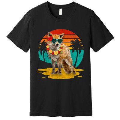 Vintage Fox Wearing Sunglasses Hawaii Summer Cute Animal Lover Christmas In July Premium T-Shirt