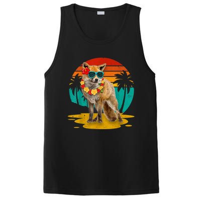 Vintage Fox Wearing Sunglasses Hawaii Summer Cute Animal Lover Christmas In July PosiCharge Competitor Tank