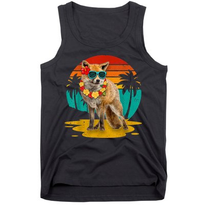 Vintage Fox Wearing Sunglasses Hawaii Summer Cute Animal Lover Christmas In July Tank Top