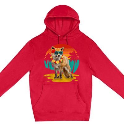 Vintage Fox Wearing Sunglasses Hawaii Summer Cute Animal Lover Christmas In July Premium Pullover Hoodie