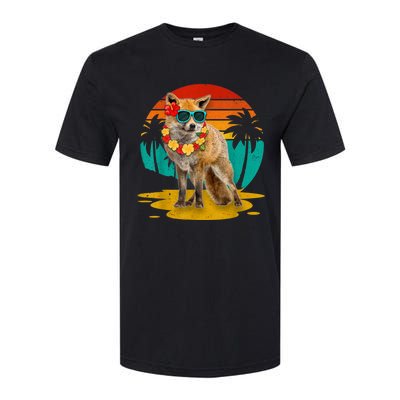 Vintage Fox Wearing Sunglasses Hawaii Summer Cute Animal Lover Christmas In July Softstyle CVC T-Shirt