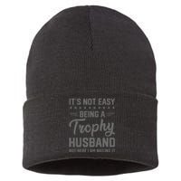 Vintage Funny Wedding Anniversary Design For Husbands Sustainable Knit Beanie