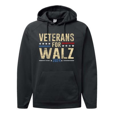 Veterans For Walz 2024 Election Performance Fleece Hoodie