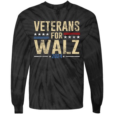 Veterans For Walz 2024 Election Tie-Dye Long Sleeve Shirt