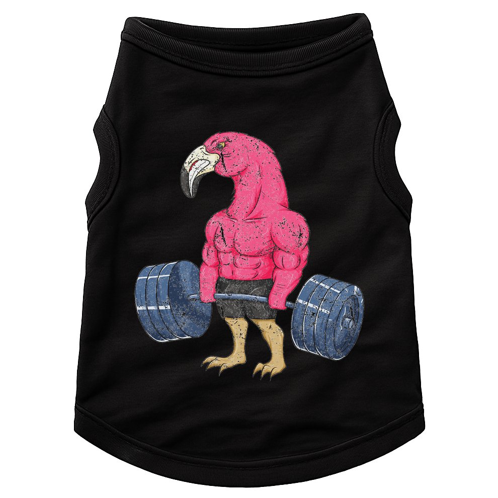 Vintage Flamingo Weightlifting Bodybuilder Muscle Fitness Doggie Tank