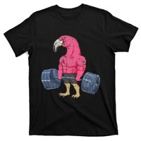 Vintage Flamingo Weightlifting Bodybuilder Muscle Fitness T-Shirt