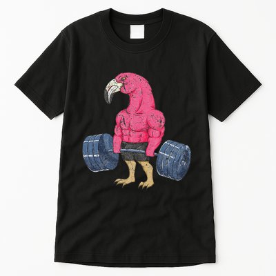 Vintage Flamingo Weightlifting Bodybuilder Muscle Fitness Tall T-Shirt