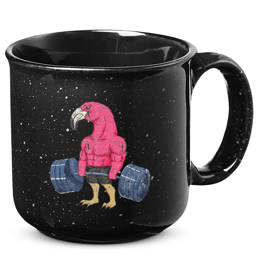 Vintage Flamingo Weightlifting Bodybuilder Muscle Fitness 15oz Campfire Ceramic Mug