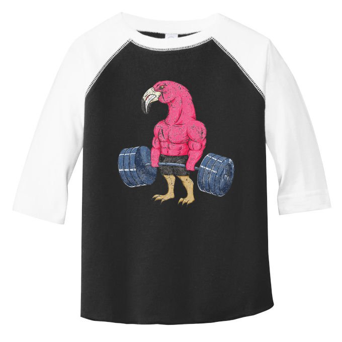 Vintage Flamingo Weightlifting Bodybuilder Muscle Fitness Toddler Fine Jersey T-Shirt