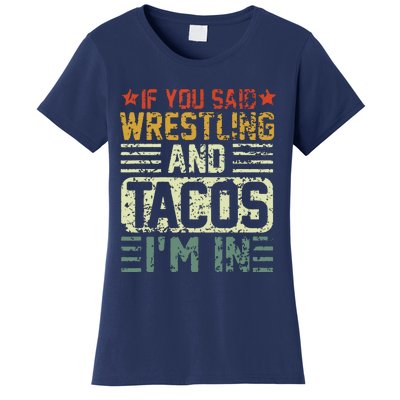 Vintage Funny Wrestling And Tacos Novelty Sports Gift Women's T-Shirt