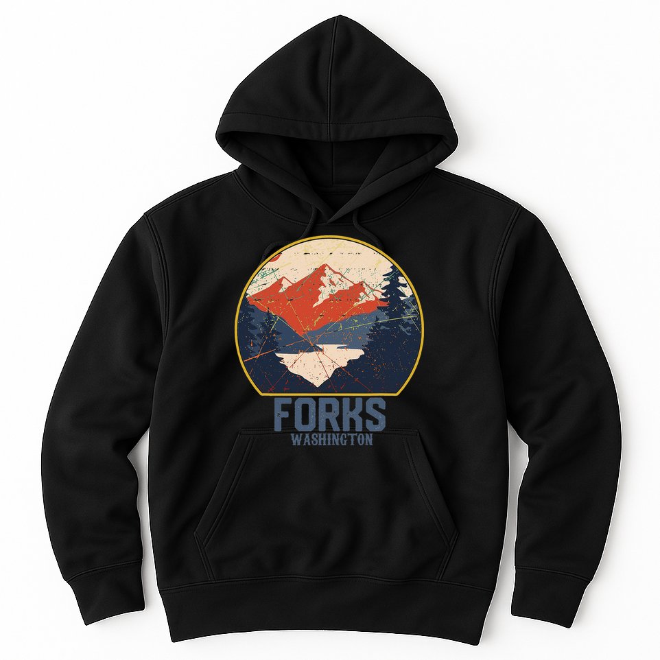 Vintage Forks Washington WA Mountains Hike Hiking Souvenir Hoodie