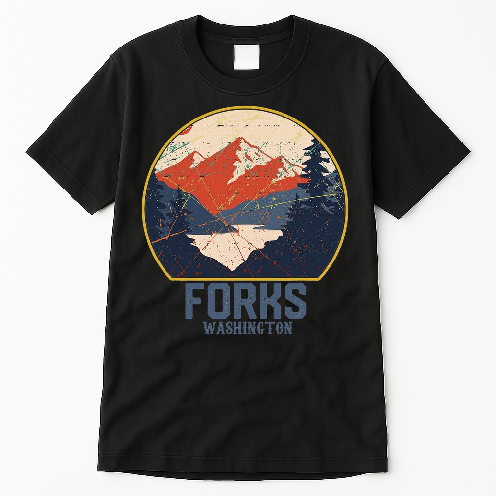 Vintage Forks Washington WA Mountains Hike Hiking Souvenir Tall T-Shirt