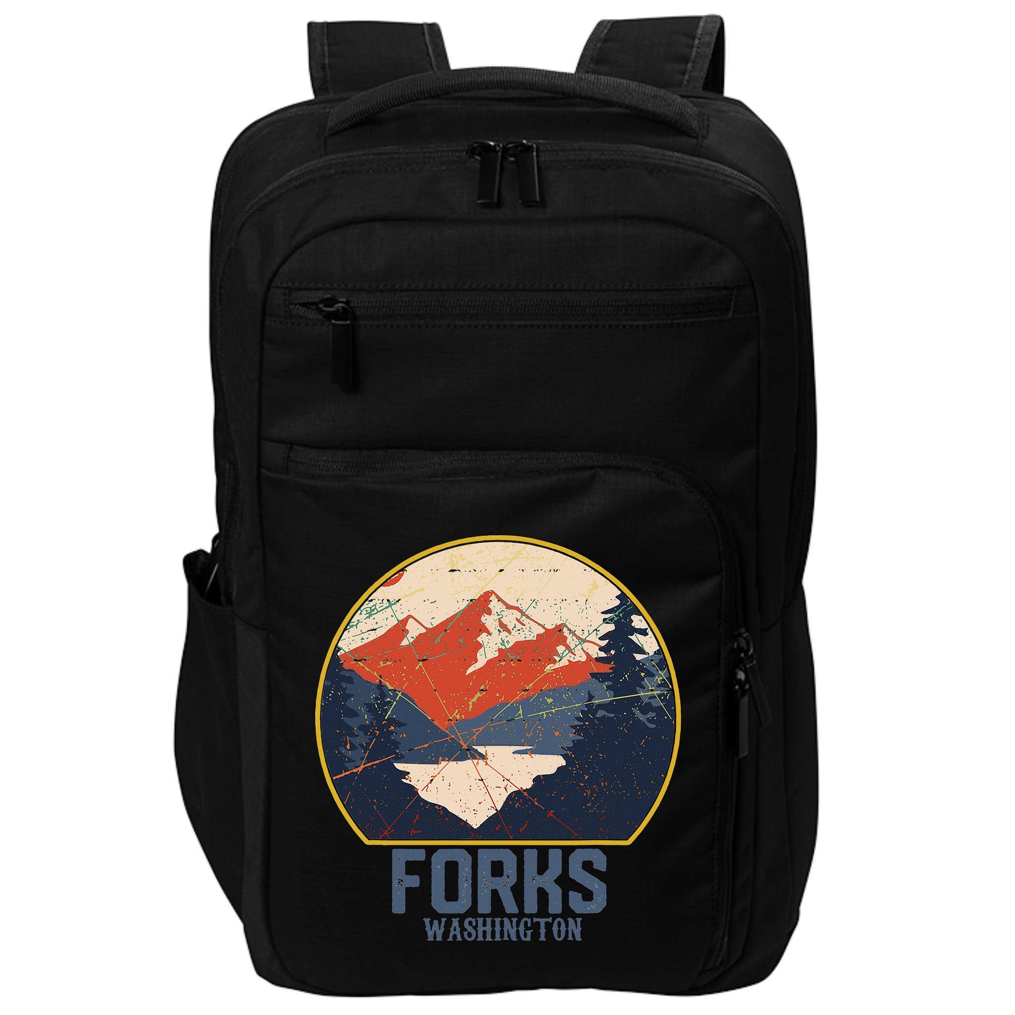 Vintage Forks Washington WA Mountains Hike Hiking Souvenir Impact Tech Backpack