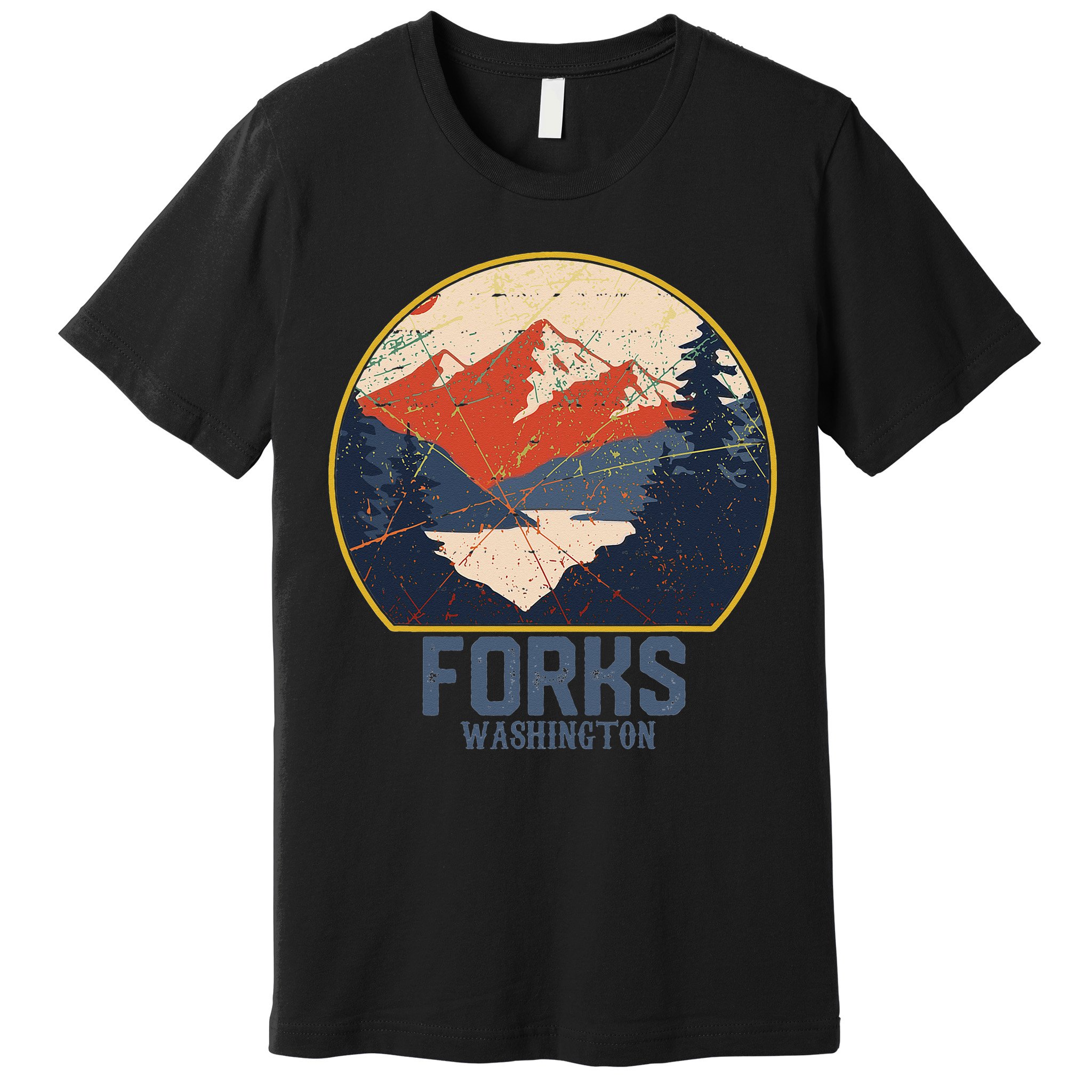 Vintage Forks Washington WA Mountains Hike Hiking Souvenir Premium T-Shirt