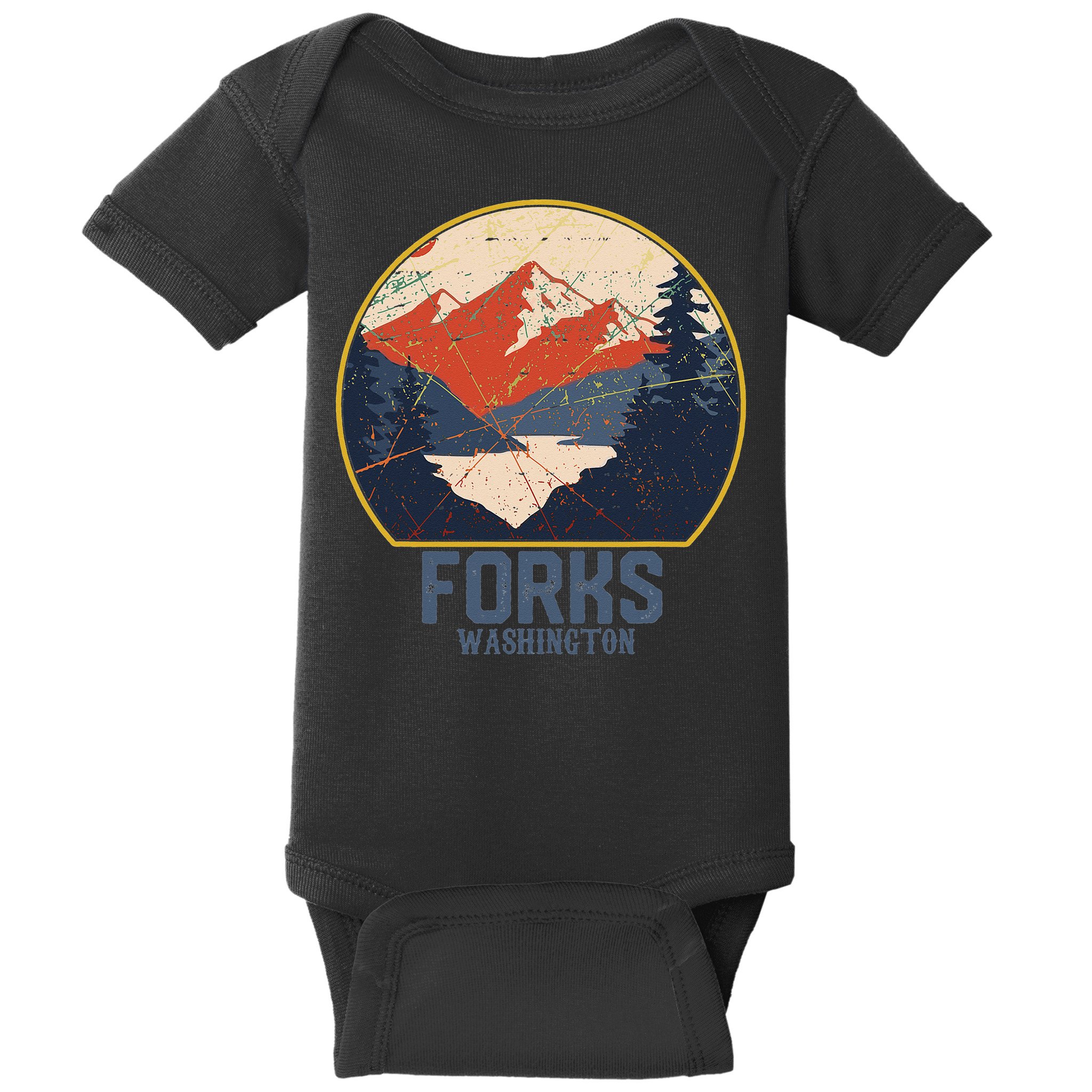 Vintage Forks Washington WA Mountains Hike Hiking Souvenir Baby Bodysuit