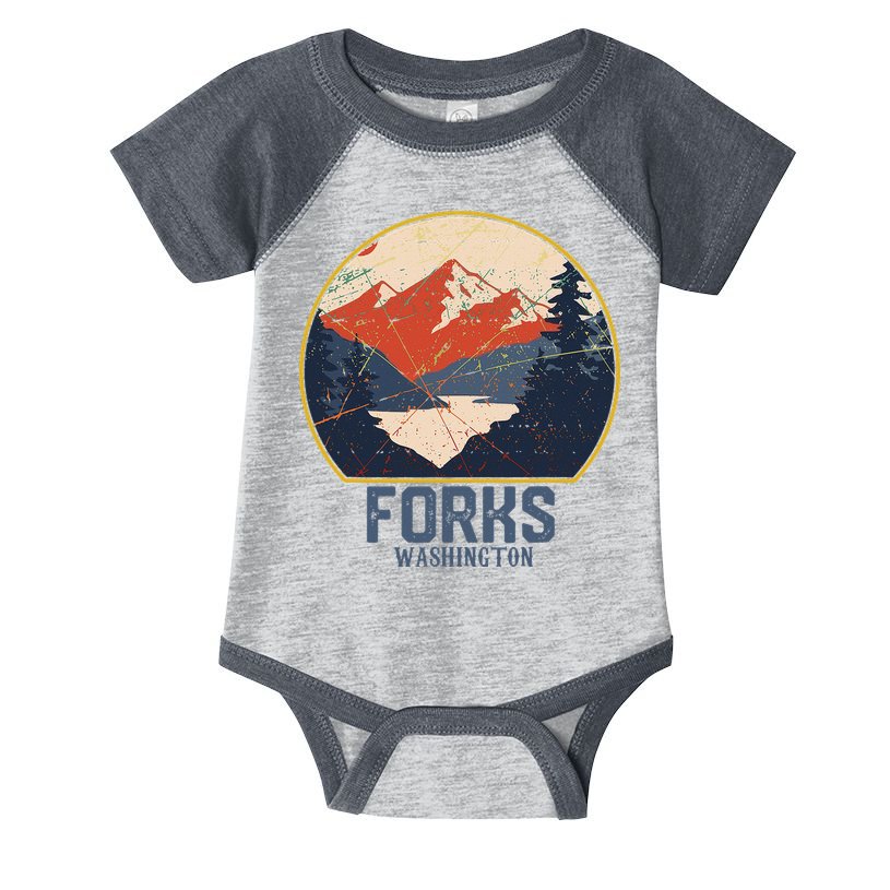 Vintage Forks Washington WA Mountains Hike Hiking Souvenir Infant Baby Jersey Bodysuit