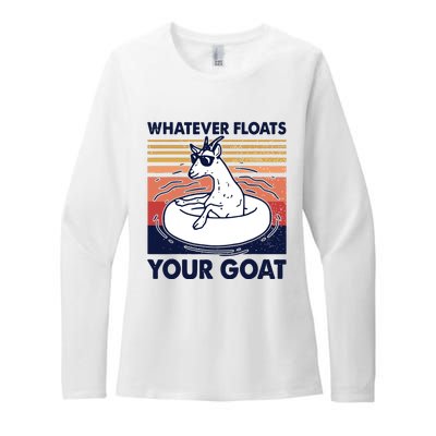 Vintage Funny Whatever Floats Your Goat Goats Mom Farming Womens CVC Long Sleeve Shirt