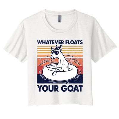 Vintage Funny Whatever Floats Your Goat Goats Mom Farming Women's Crop Top Tee