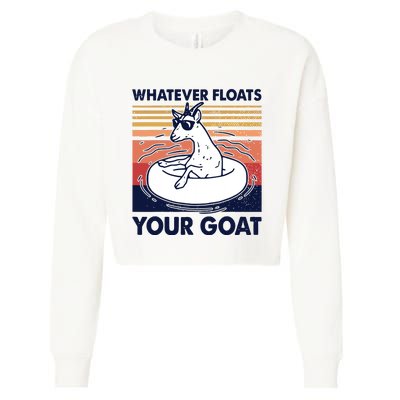 Vintage Funny Whatever Floats Your Goat Goats Mom Farming Cropped Pullover Crew