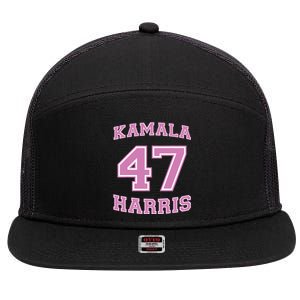 Varsity First Woman President Harris 2024 Kamala Harris 47 7 Panel Mesh Trucker Snapback Hat