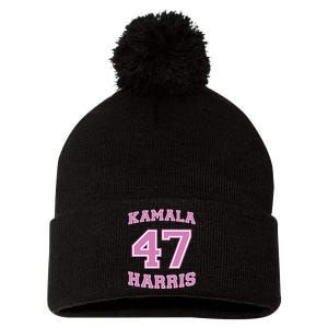 Varsity First Woman President Harris 2024 Kamala Harris 47 Pom Pom 12in Knit Beanie