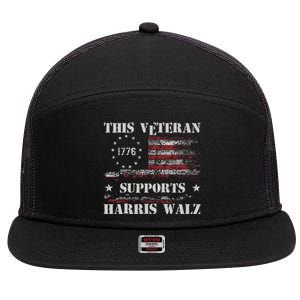 Veterans For Walz 2024 Election 7 Panel Mesh Trucker Snapback Hat