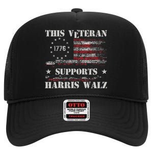 Veterans For Walz 2024 Election High Crown Mesh Back Trucker Hat