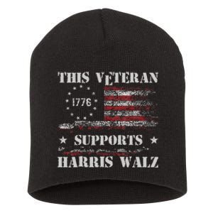 Veterans For Walz 2024 Election Short Acrylic Beanie