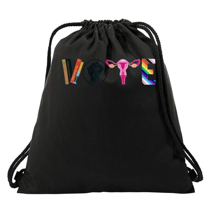 Vote Feminist Women's Rights Femi Book Symbol Drawstring Bag