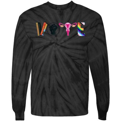 Vote Feminist Women's Rights Femi Book Symbol Tie-Dye Long Sleeve Shirt