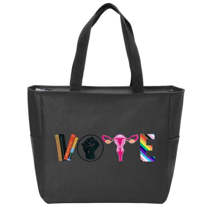 Vote Feminist Women's Rights Femi Book Symbol Zip Tote Bag