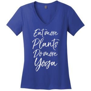 Vegan Fitness Workout Gift Cute Eat More Plants Do More Yoga Great Gift Women's V-Neck T-Shirt